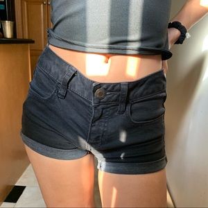 American Eagle Black Reworked Denim Shorts